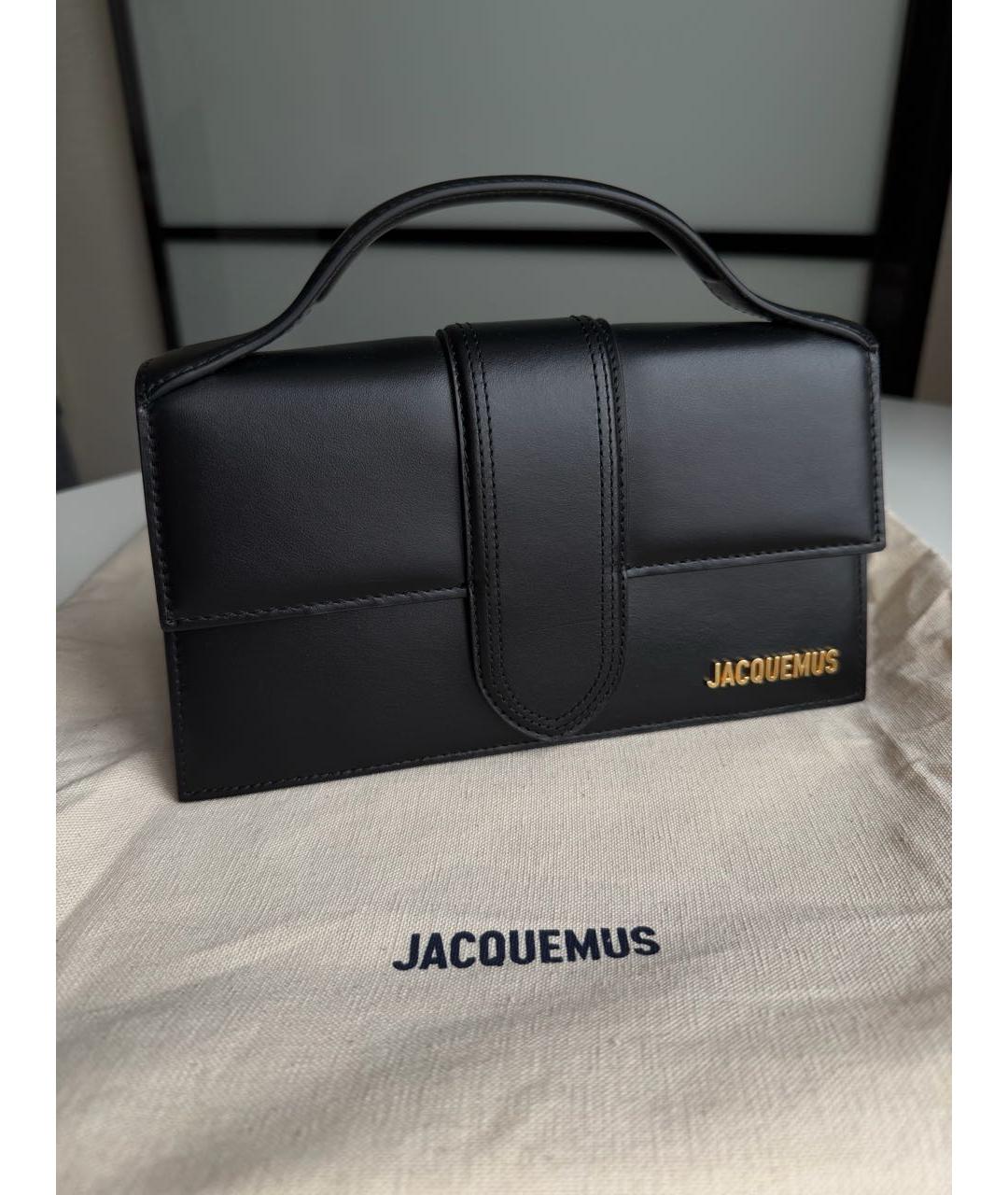 JACQUEMUS Черная кожаная сумка с короткими ручками, фото 5