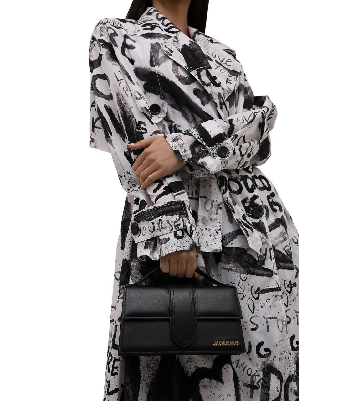 JACQUEMUS Черная кожаная сумка с короткими ручками, фото 2