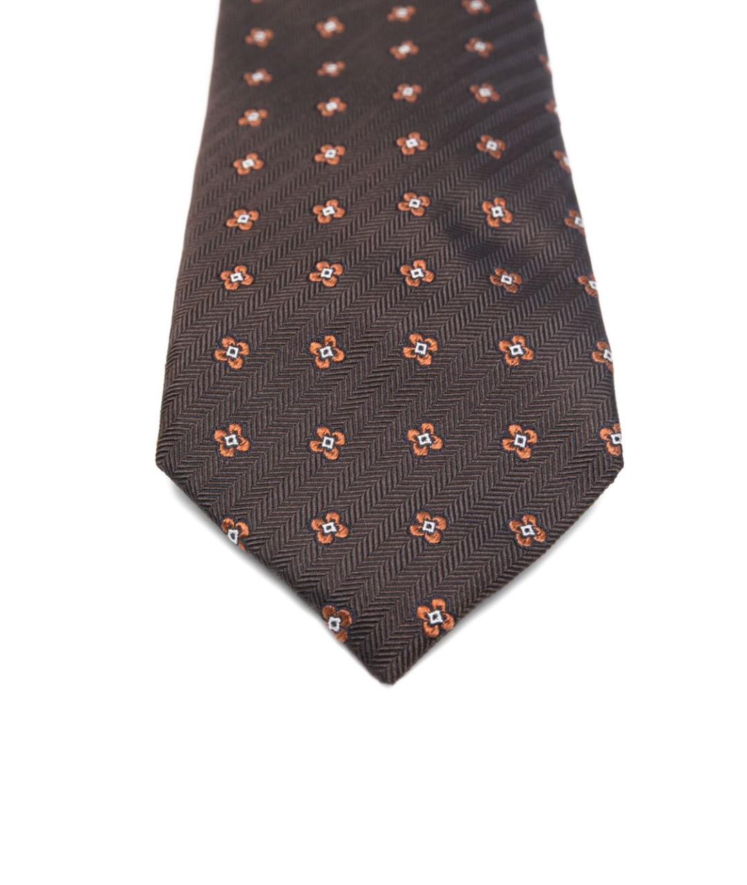 CORNELIANI Коричневый шелковый галстук, фото 2