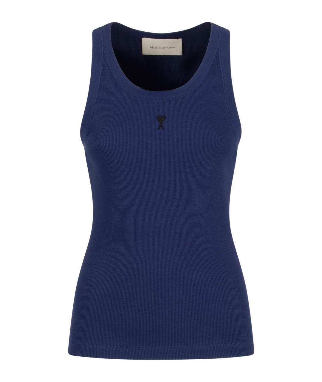 Ami Paris Синяя хлопковая майка, фото 1