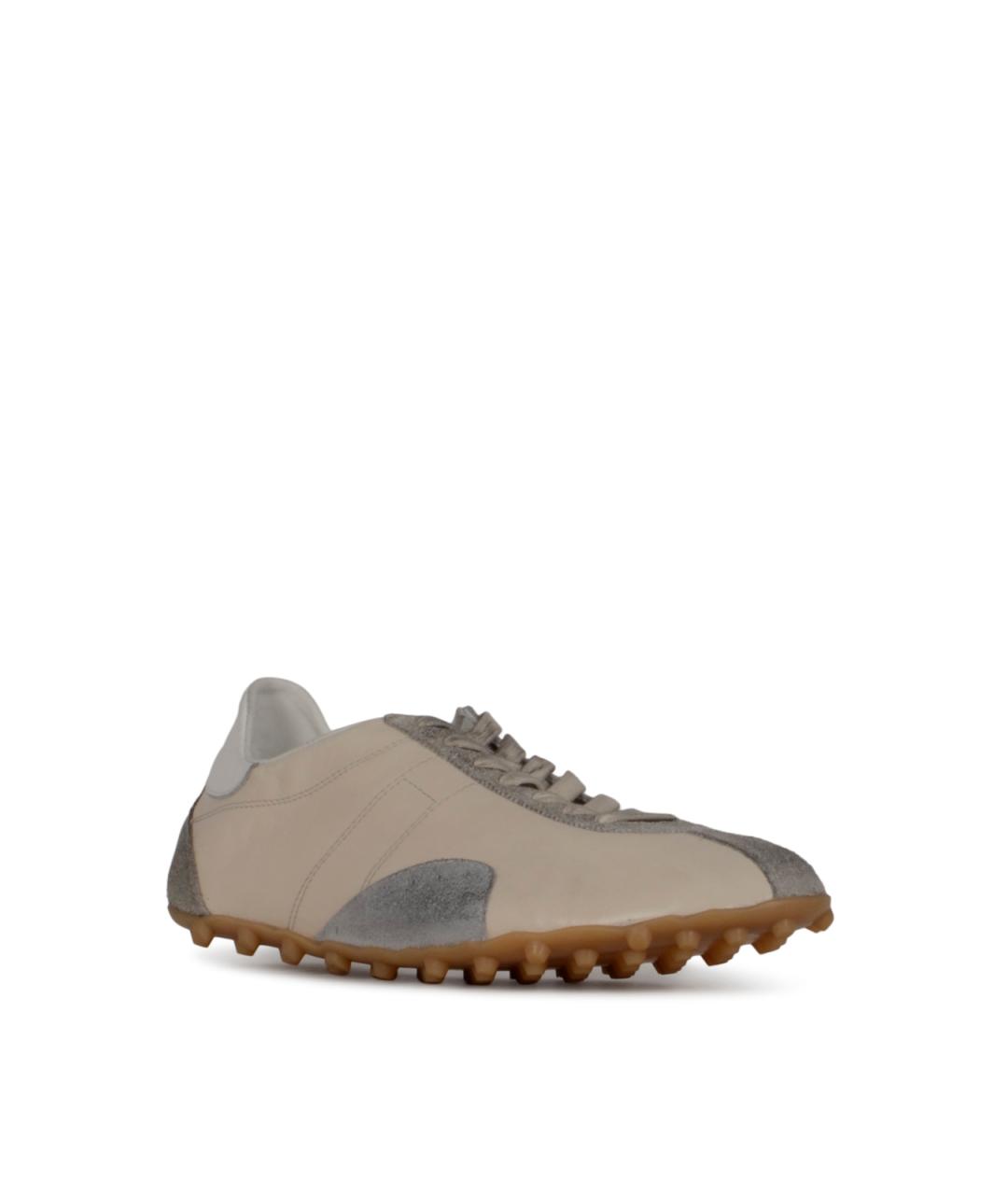 MAISON MARGIELA Бежевые кожаные низкие кроссовки / кеды, фото 2