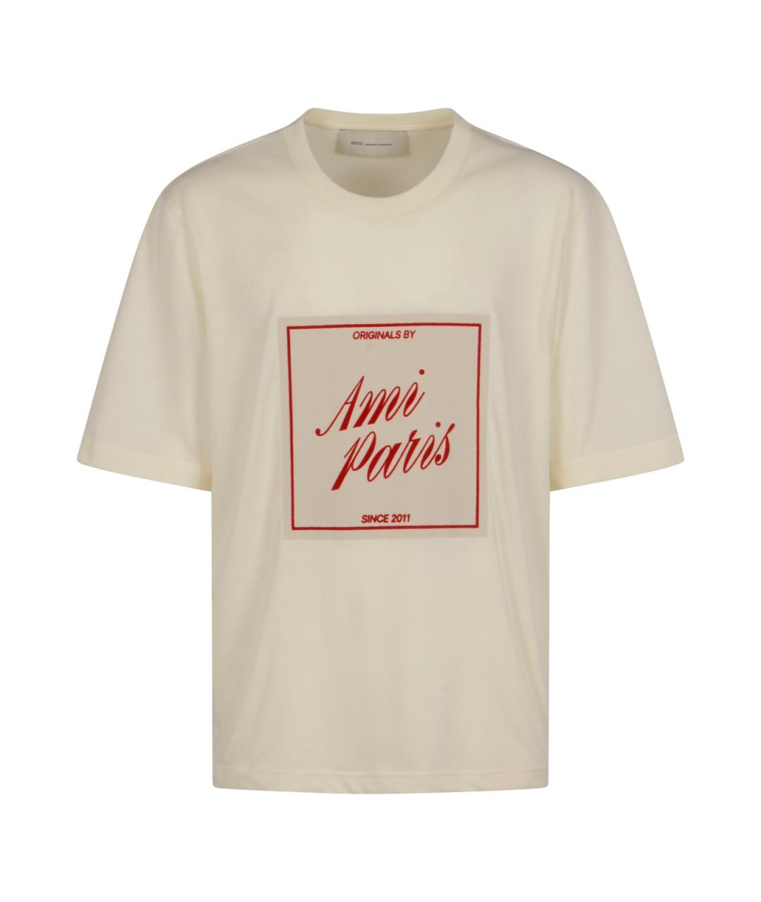 Ami Paris Бежевая хлопковая футболка, фото 1