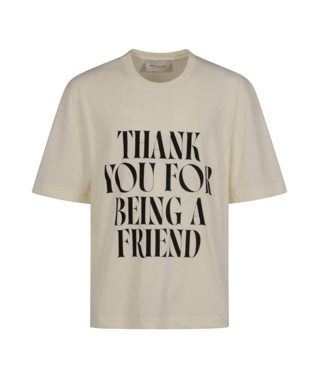 Ami Paris Бежевая хлопковая футболка, фото 1