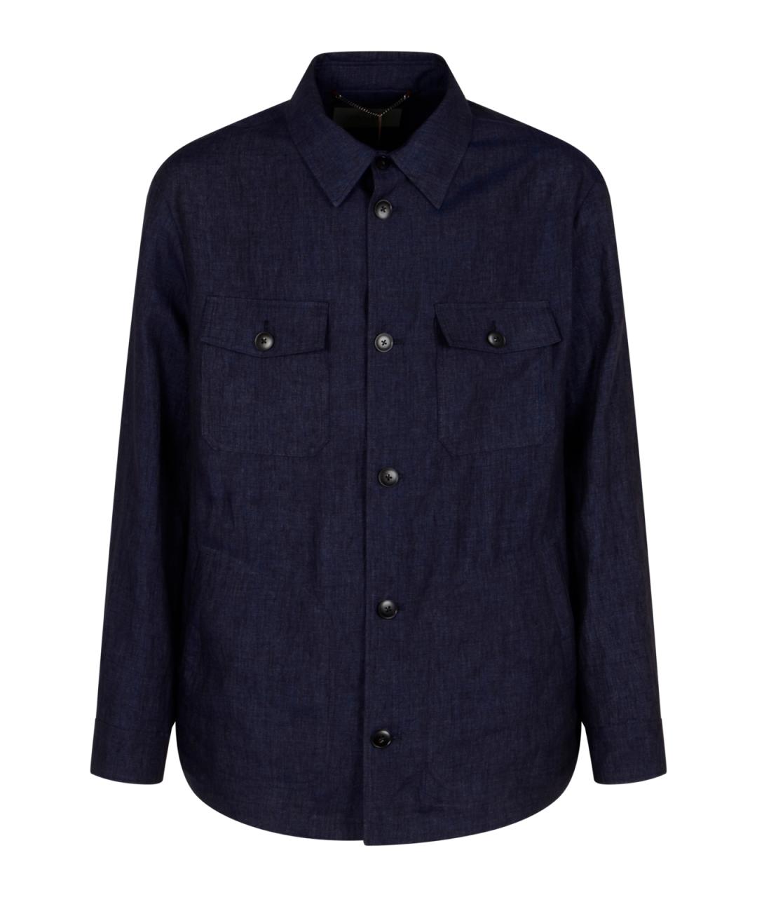 CANALI Темно-синяя льняная куртка, фото 1