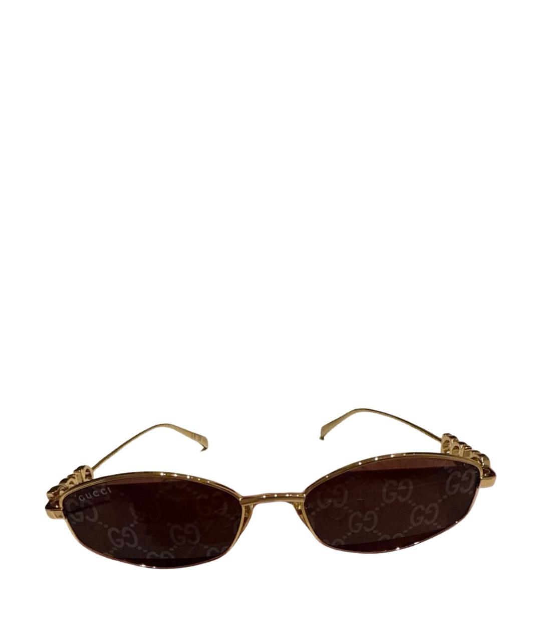 GUCCI Золотые металлические солнцезащитные очки, фото 1