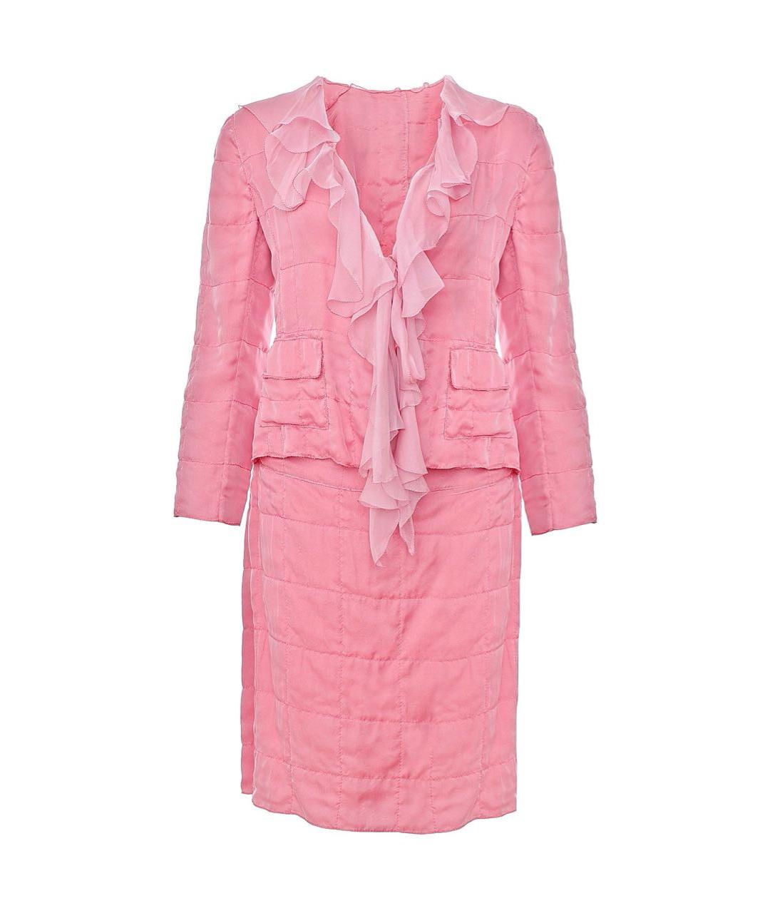 DOLCE&GABBANA Розовый шелковый костюм с юбками, фото 1