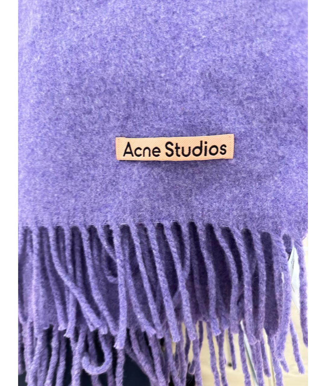 ACNE STUDIOS Фиолетовый шерстяной шарф, фото 4