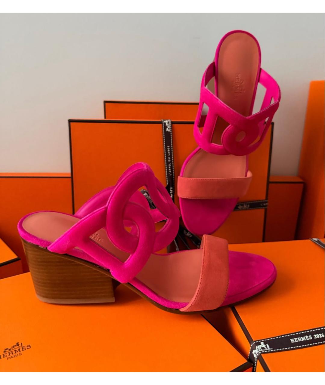 HERMES Мульти замшевые босоножки, фото 4