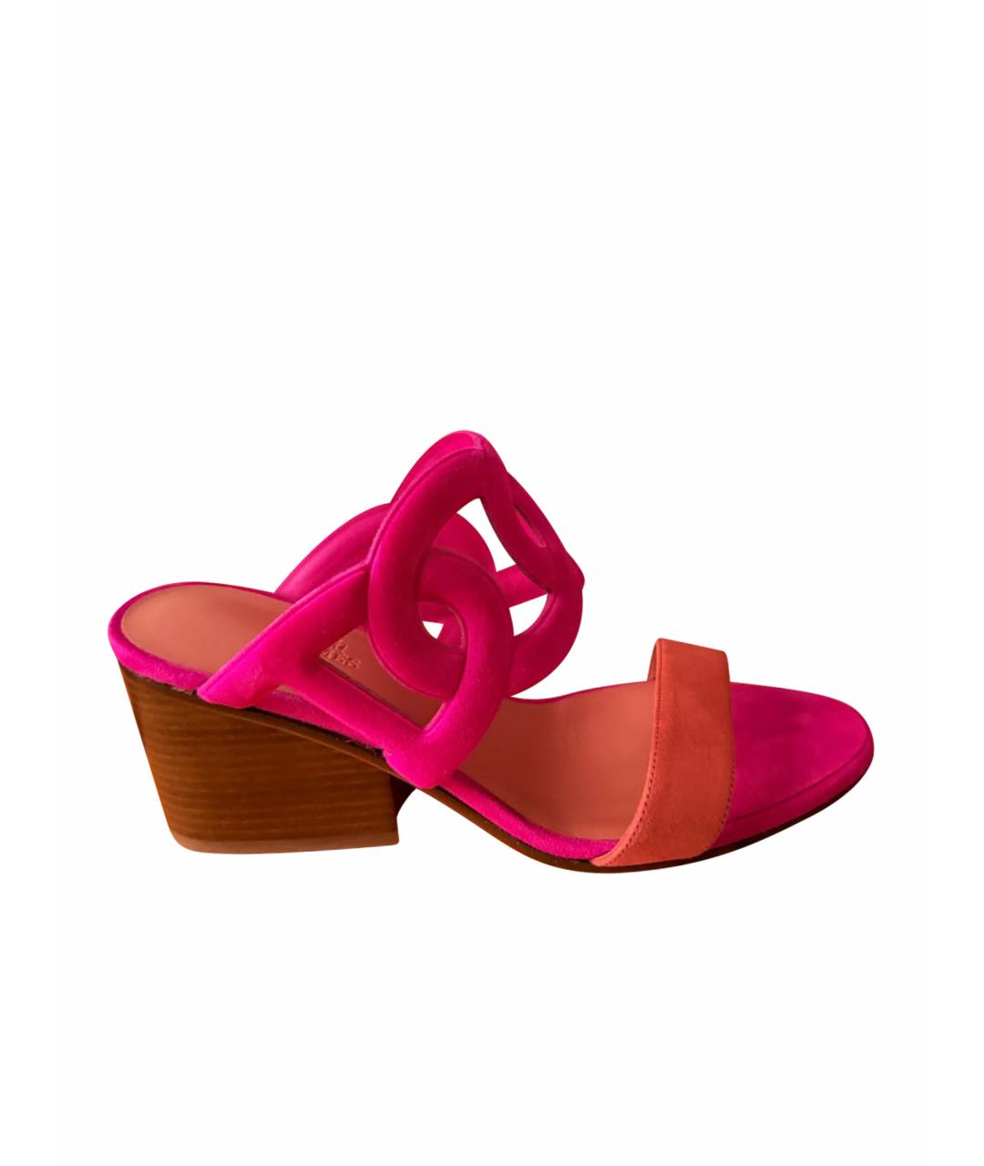 HERMES Мульти замшевые босоножки, фото 1