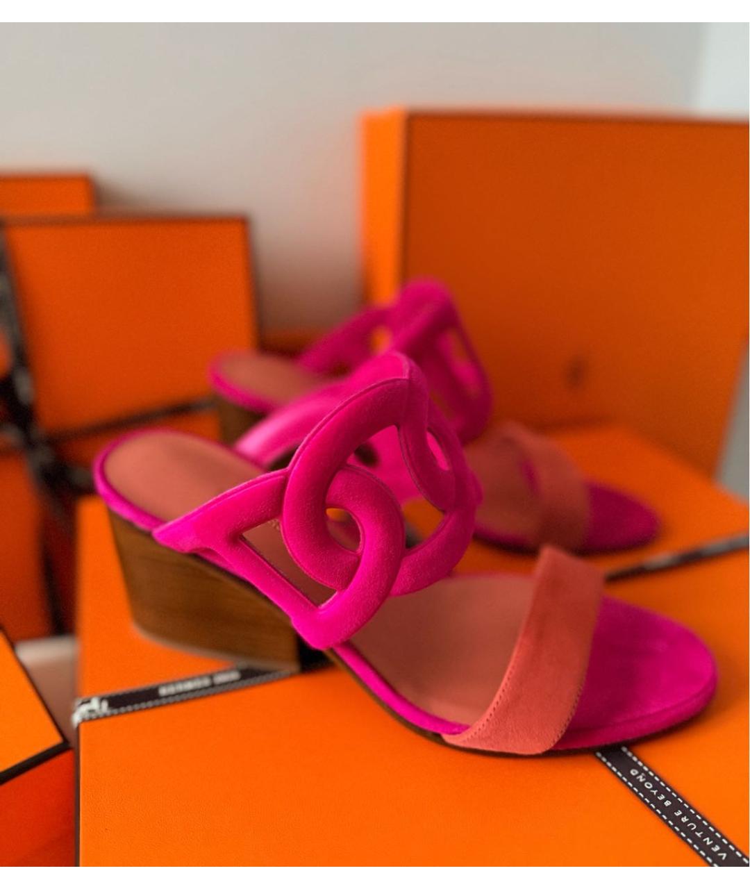 HERMES Мульти замшевые босоножки, фото 5