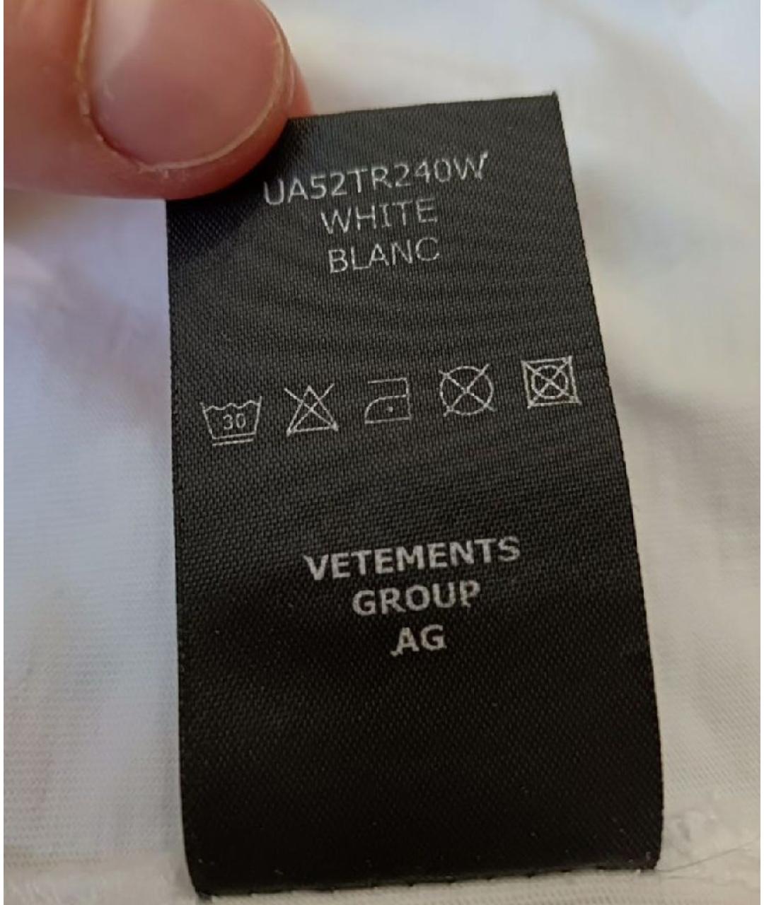 VETEMENTS Белая хлопковая футболка, фото 9