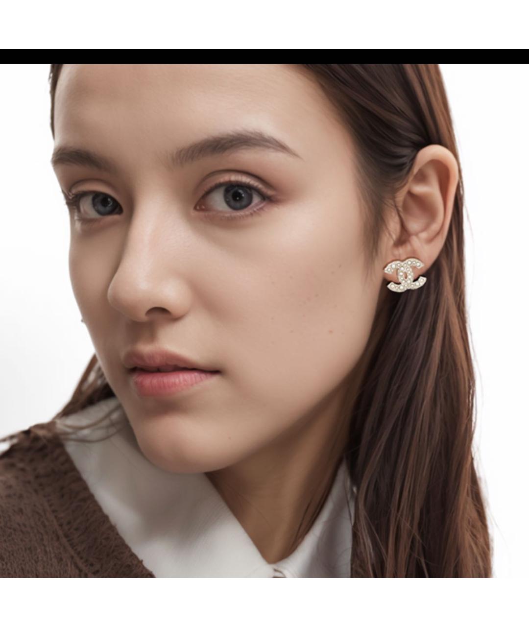 CHANEL Золотые металлические серьги, фото 2