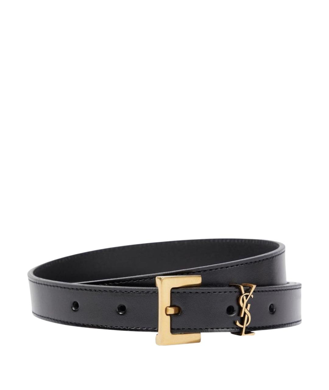 SAINT LAURENT Черный кожаный ремень, фото 1