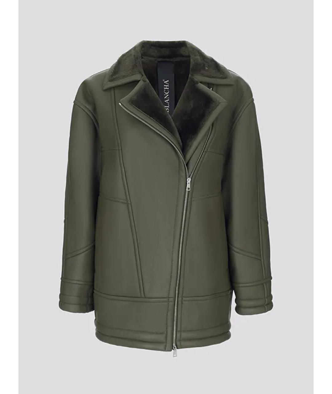 BLANCHA Зеленая меховая дубленка, фото 3