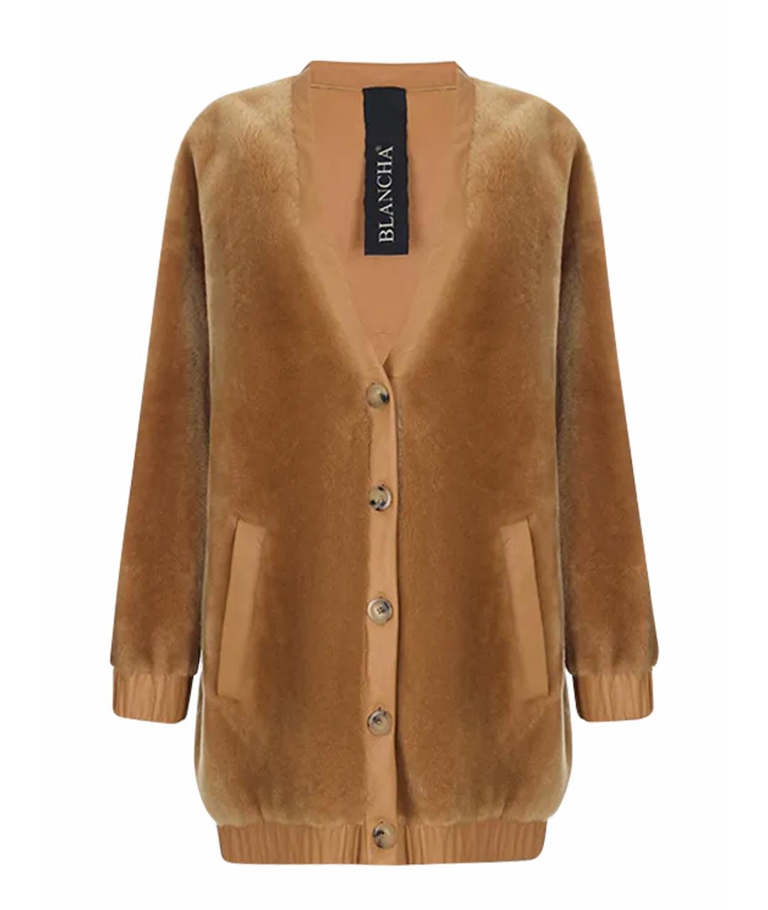 BLANCHA Бежевый меховой кардиган, фото 1