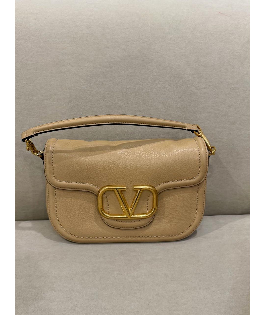 VALENTINO Бежевая кожаная сумка через плечо, фото 6
