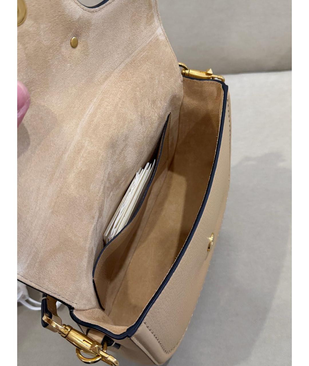 VALENTINO Бежевая кожаная сумка через плечо, фото 4