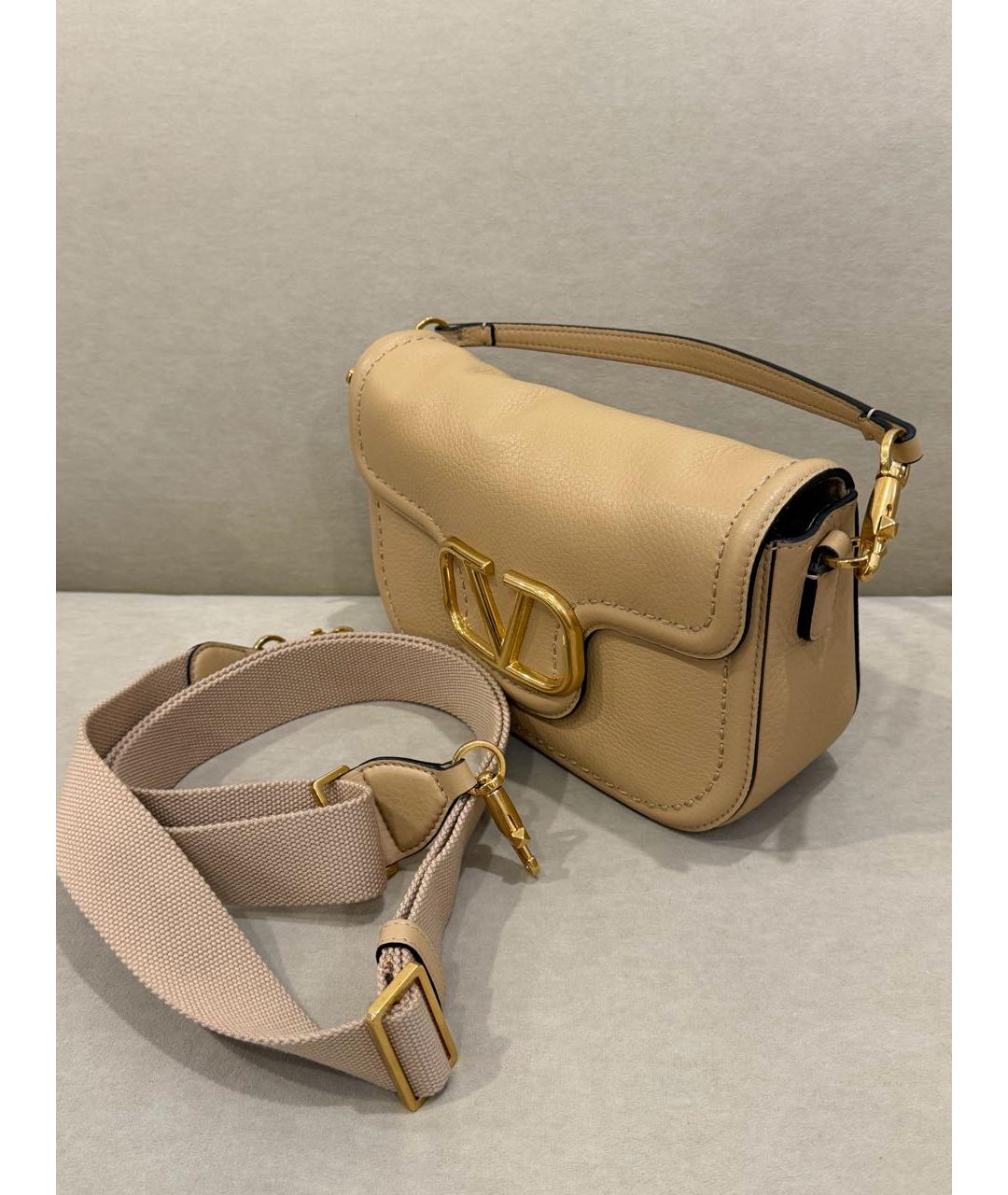 VALENTINO Бежевая кожаная сумка через плечо, фото 2
