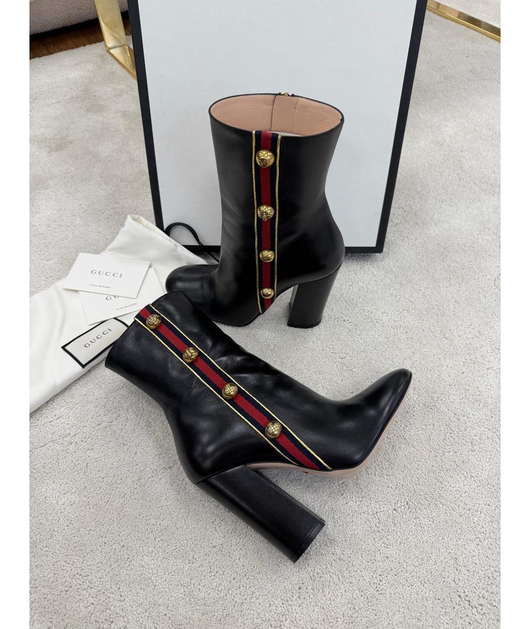 GUCCI Черные кожаные ботильоны, фото 5