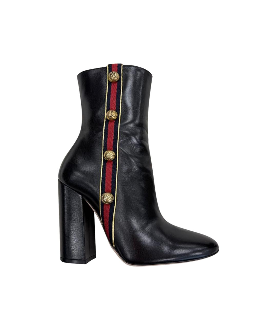 GUCCI Черные кожаные ботильоны, фото 1