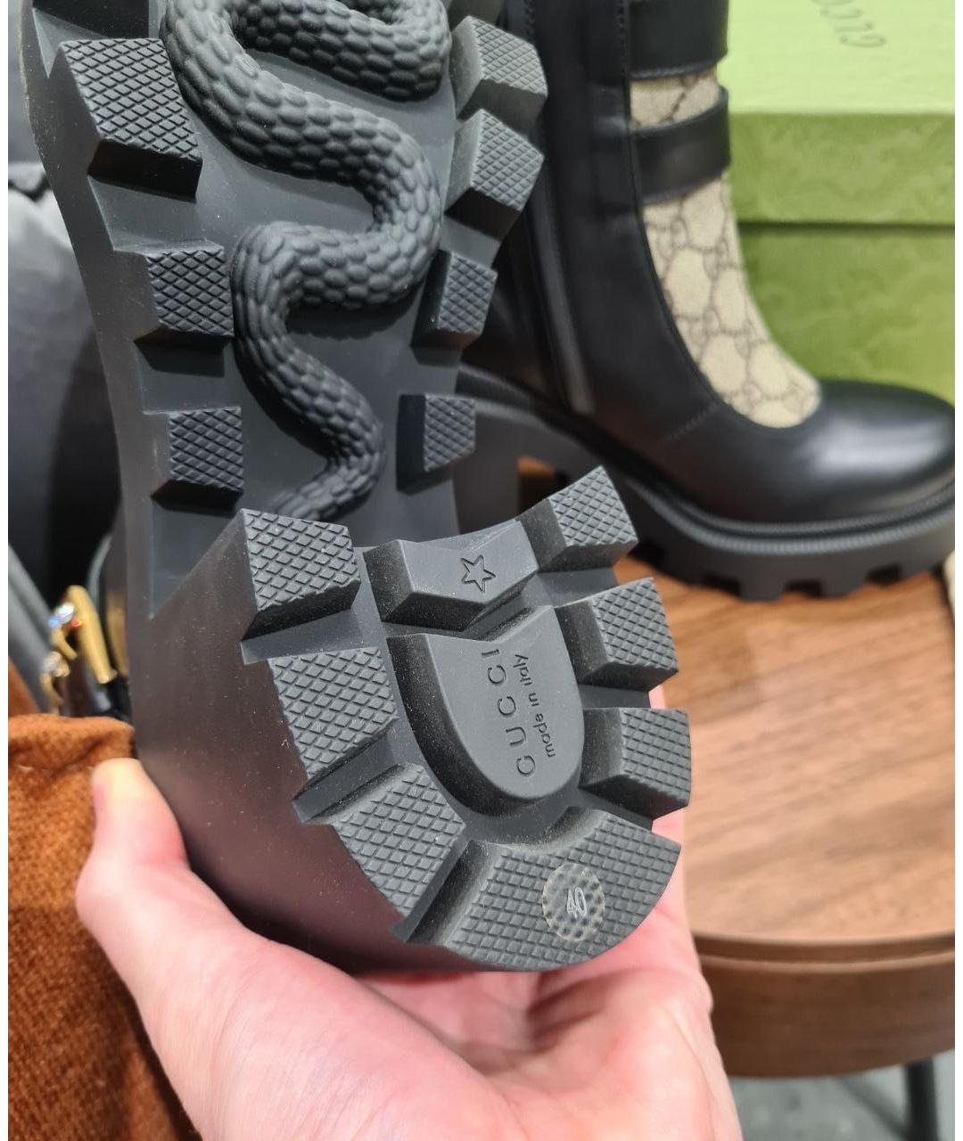 GUCCI Черные кожаные ботильоны, фото 5