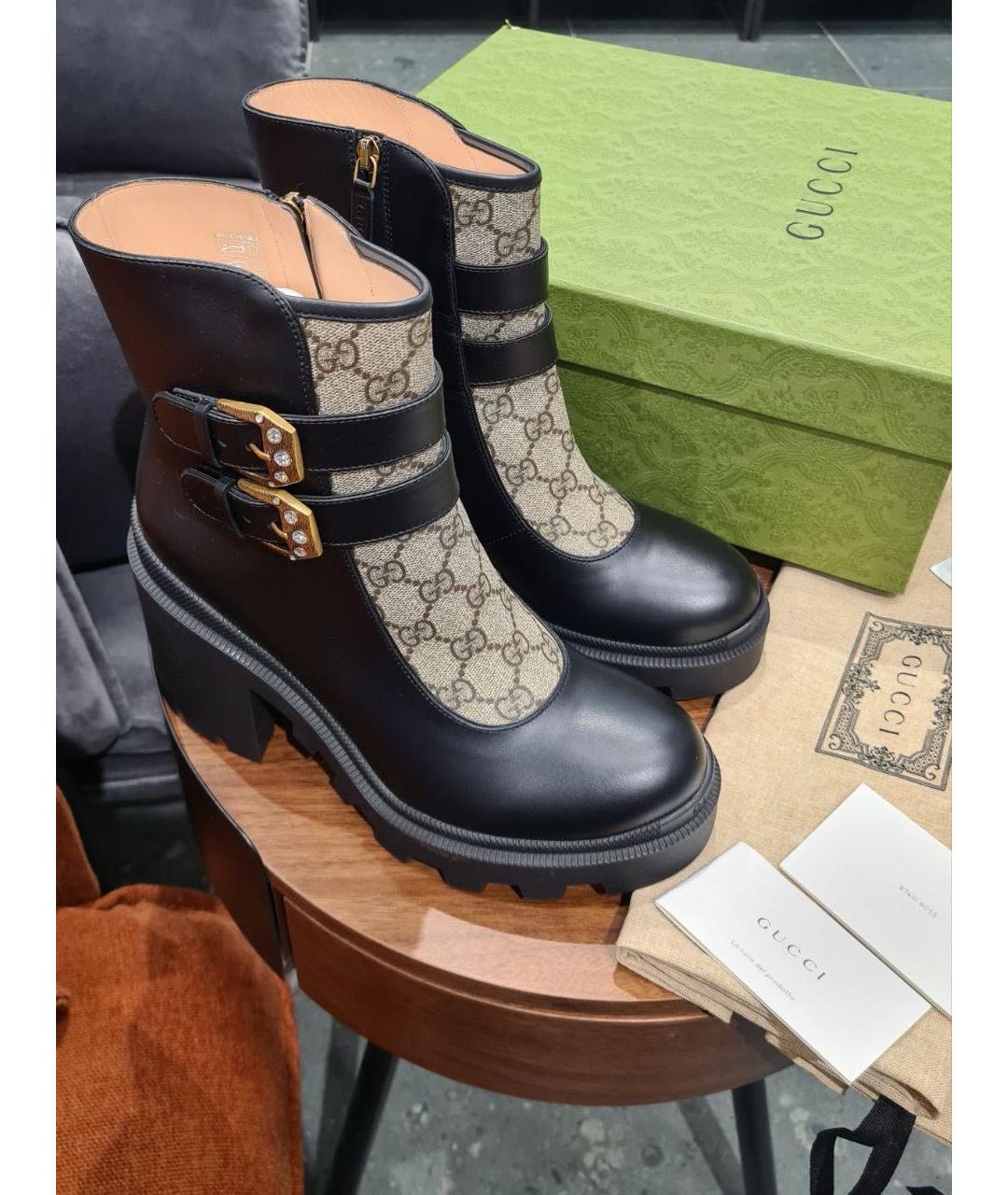 GUCCI Черные кожаные ботильоны, фото 3