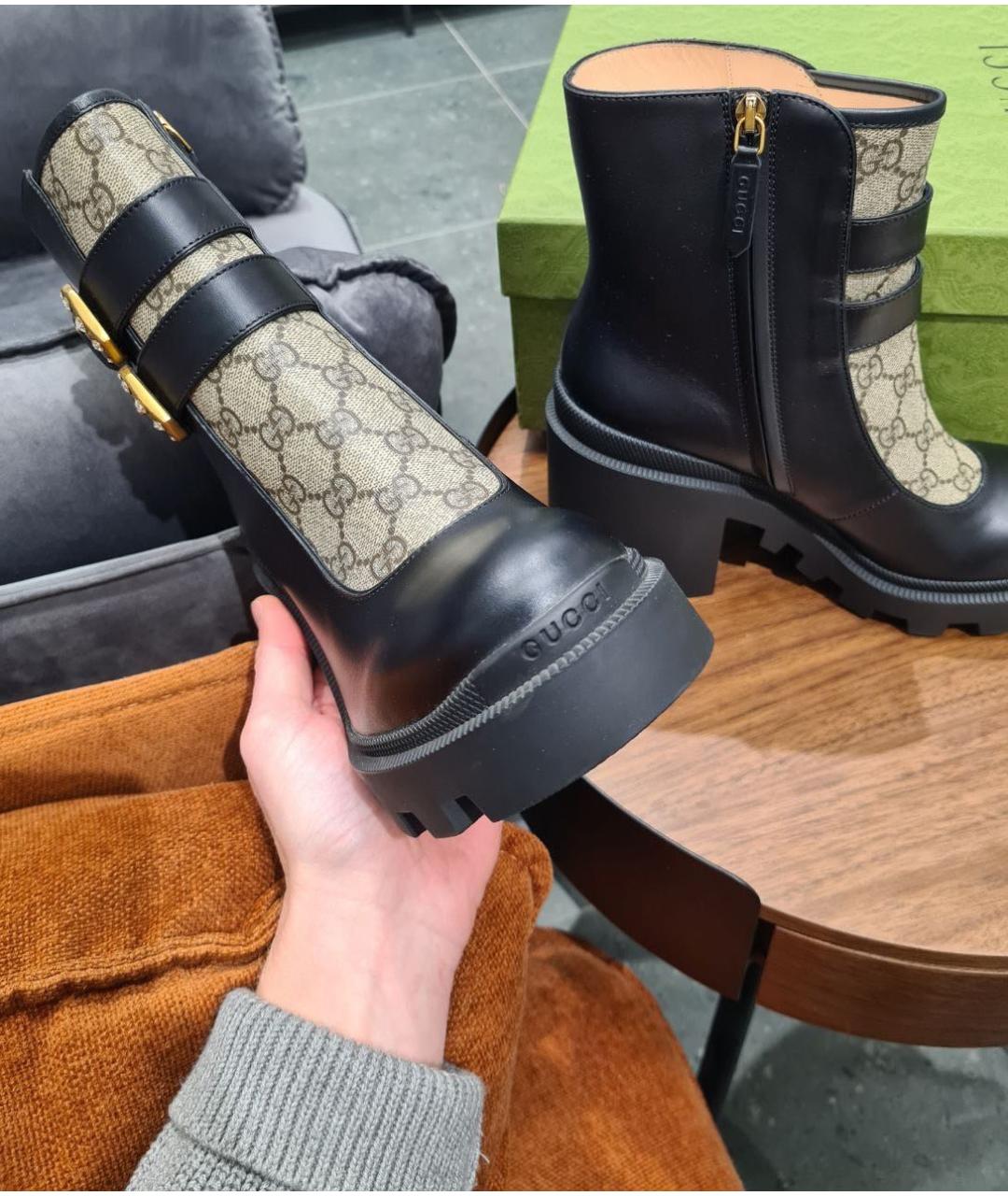 GUCCI Черные кожаные ботильоны, фото 8