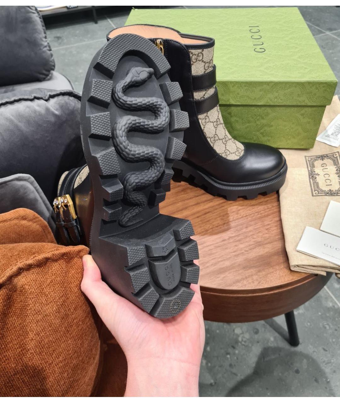 GUCCI Черные кожаные ботильоны, фото 4