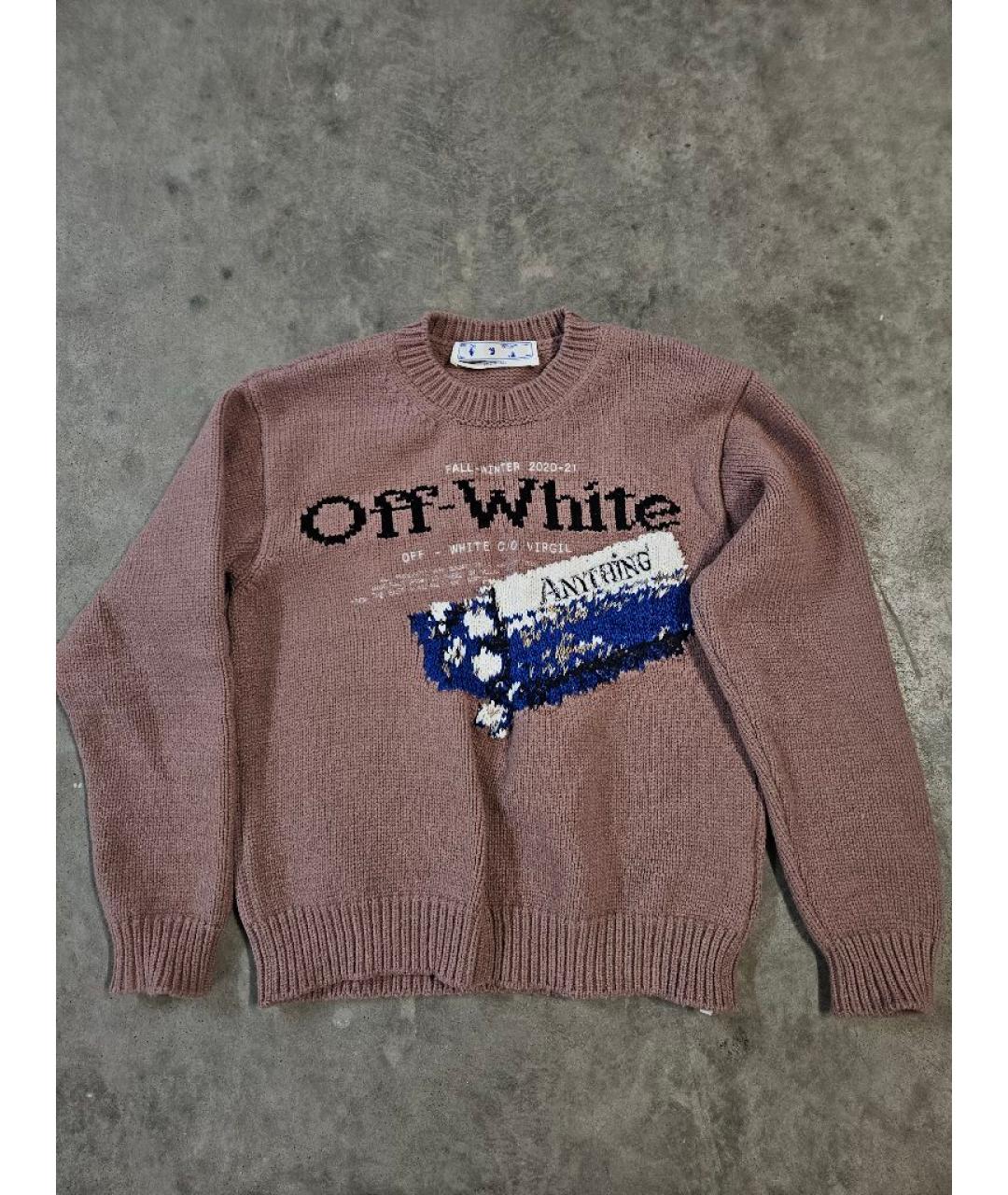 OFF-WHITE Розовый шерстяной джемпер / свитер, фото 8