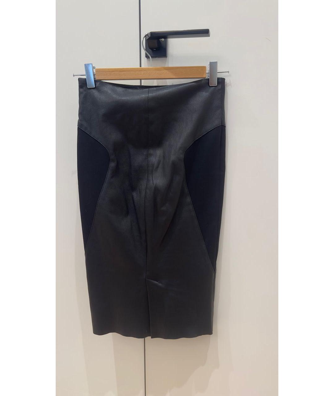 DROME Черная кожаная юбка миди, фото 2