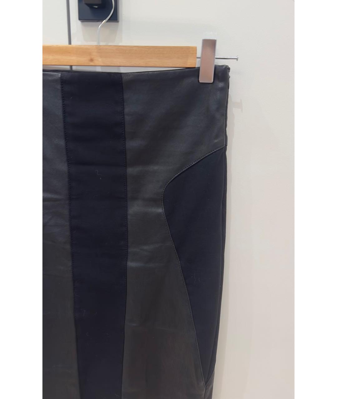 DROME Черная кожаная юбка миди, фото 3