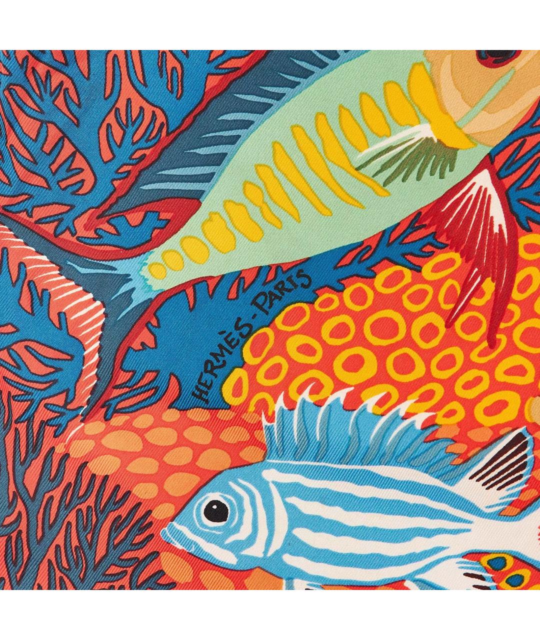 HERMES Оранжевый шелковый платок, фото 2