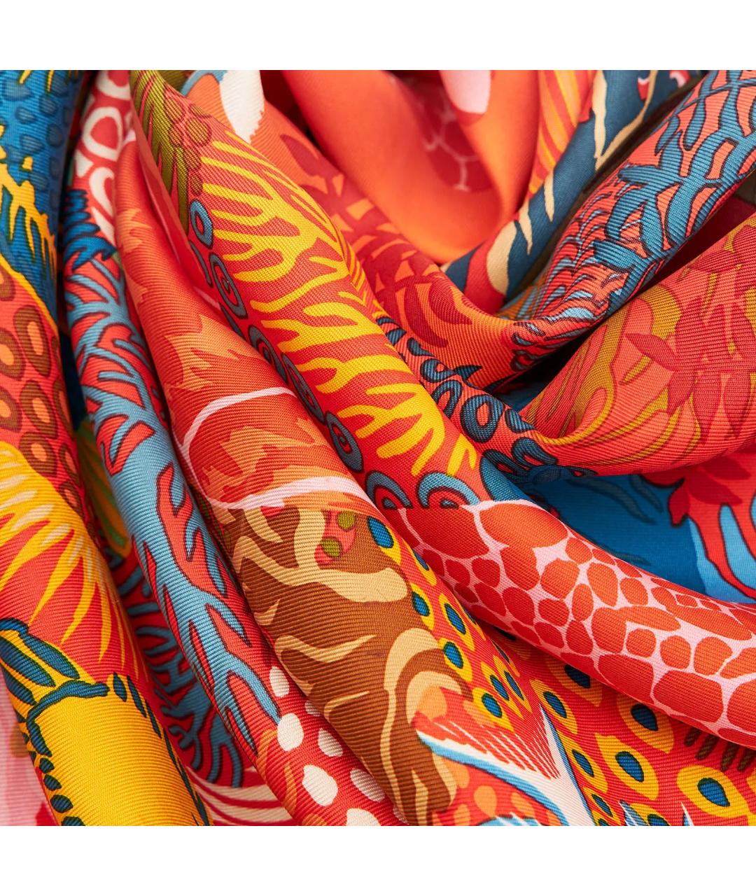 HERMES Оранжевый шелковый платок, фото 6