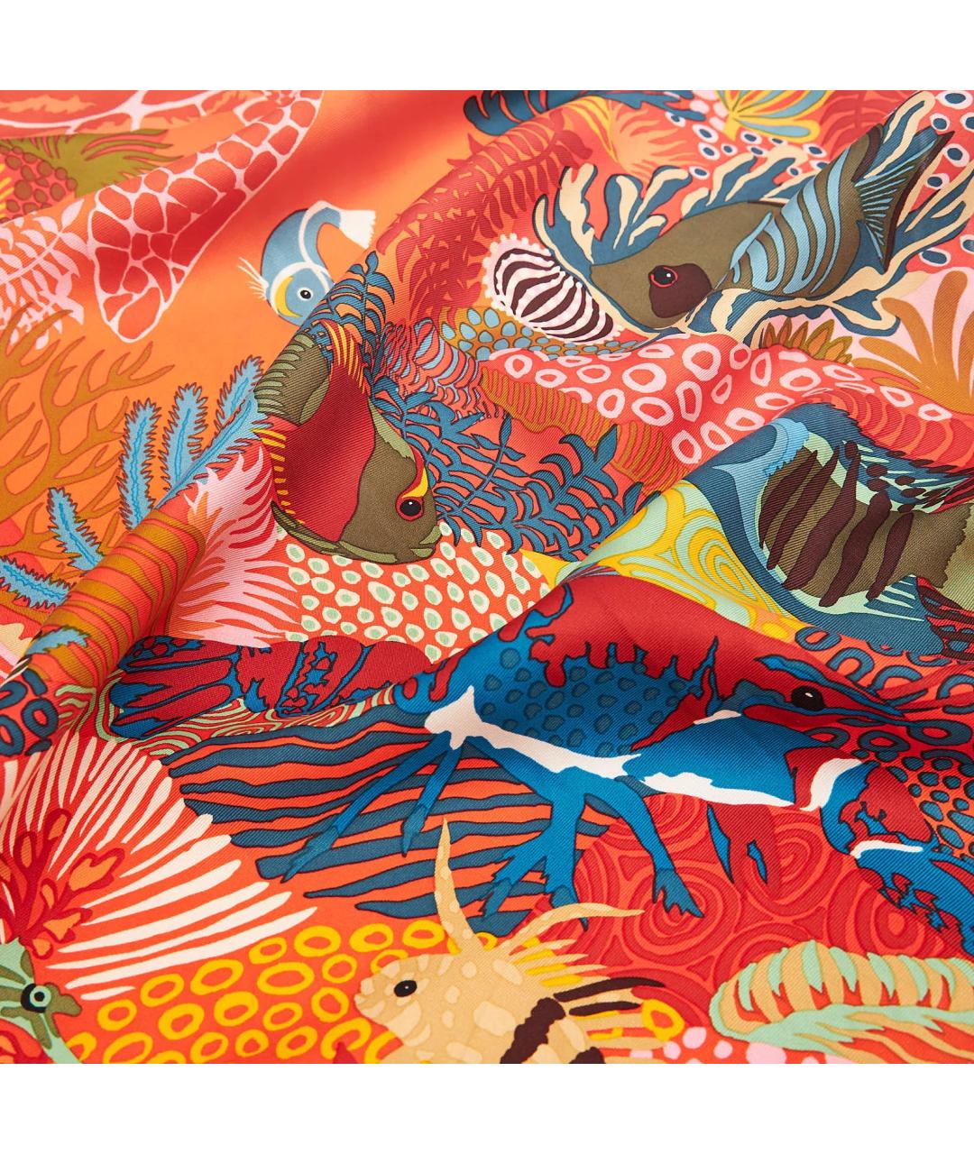 HERMES Оранжевый шелковый платок, фото 3