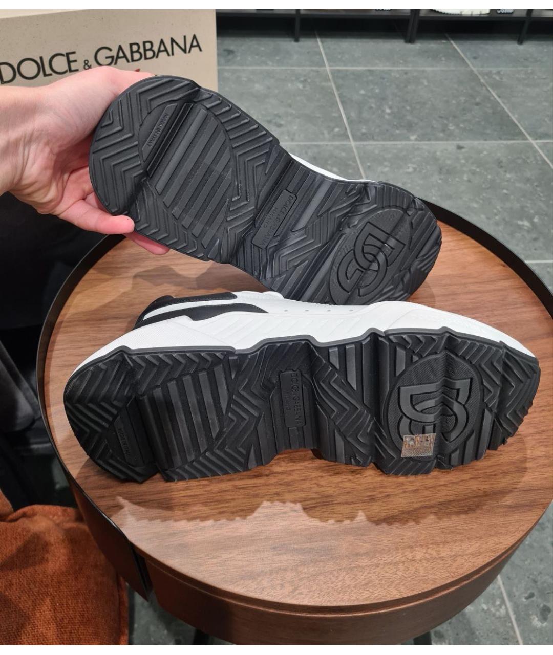 DOLCE&GABBANA Белые кожаные низкие кроссовки / кеды, фото 5