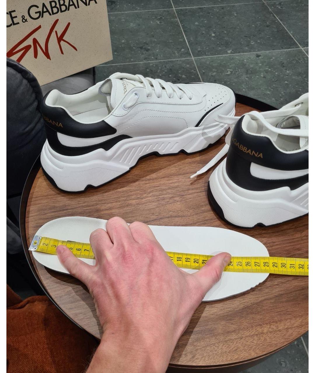 DOLCE&GABBANA Белые кожаные низкие кроссовки / кеды, фото 7