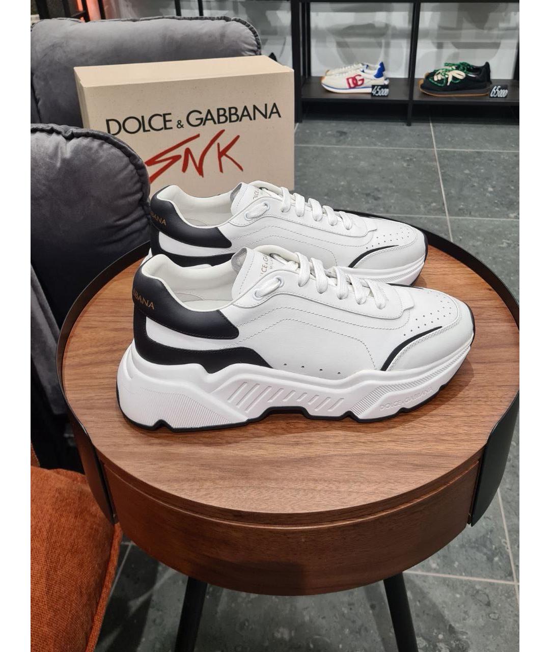 DOLCE&GABBANA Белые кожаные низкие кроссовки / кеды, фото 9