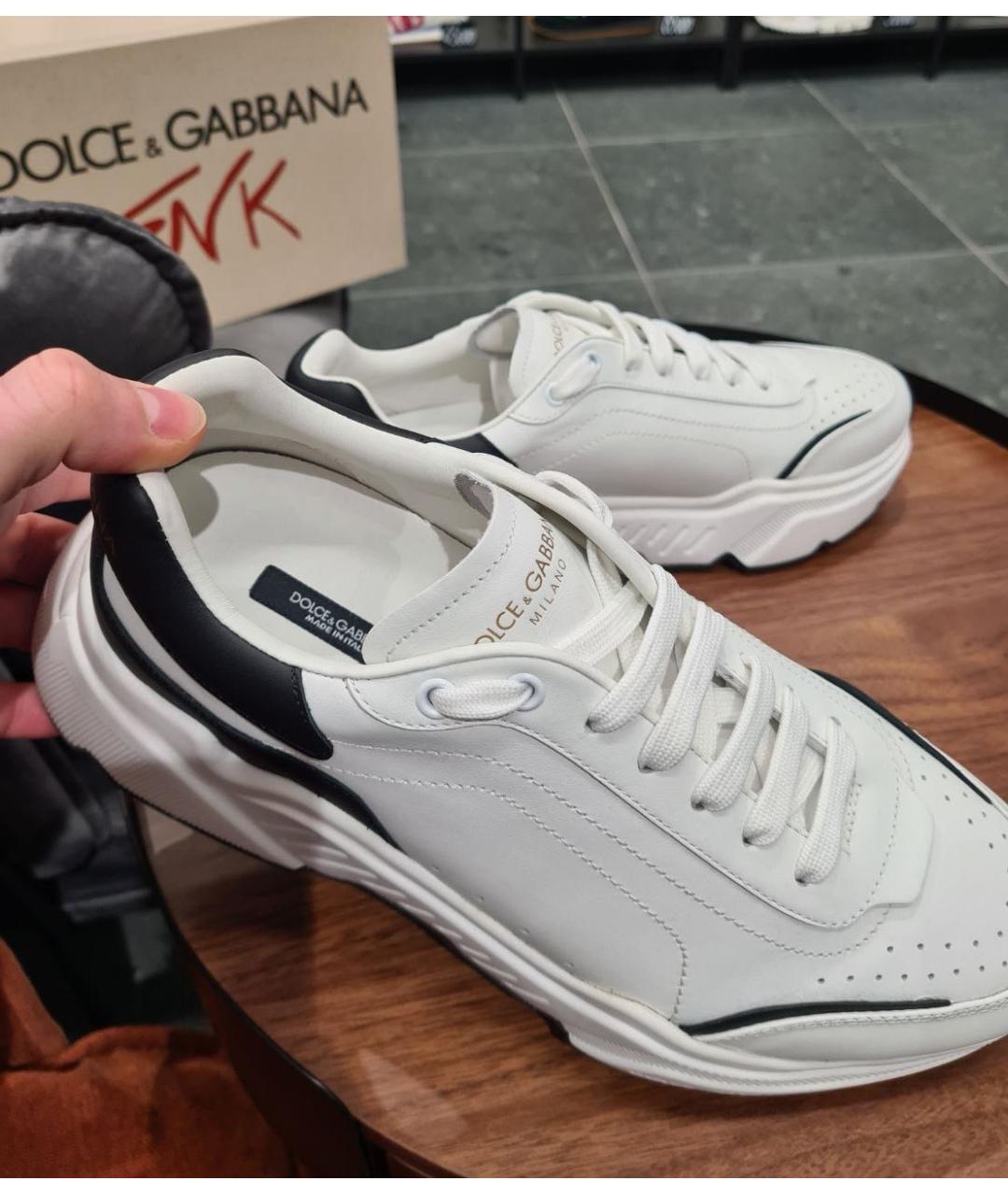 DOLCE&GABBANA Белые кожаные низкие кроссовки / кеды, фото 2