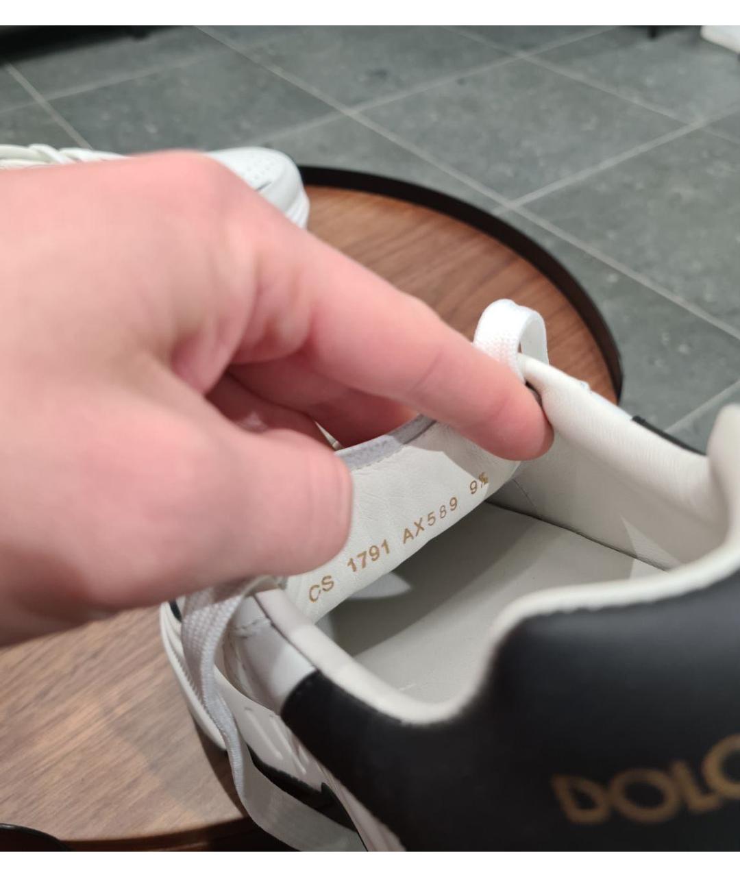 DOLCE&GABBANA Белые кожаные низкие кроссовки / кеды, фото 6