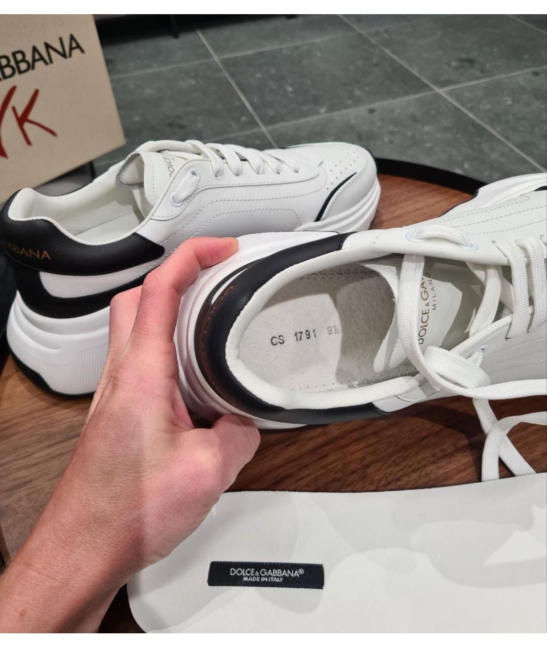 DOLCE&GABBANA Белые кожаные низкие кроссовки / кеды, фото 8