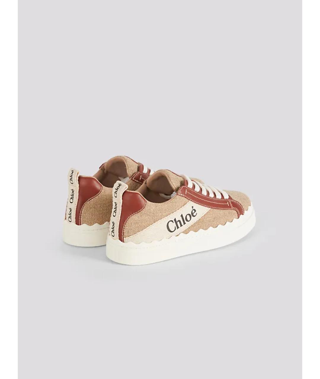 CHLOE Бежевые текстильные кеды, фото 3