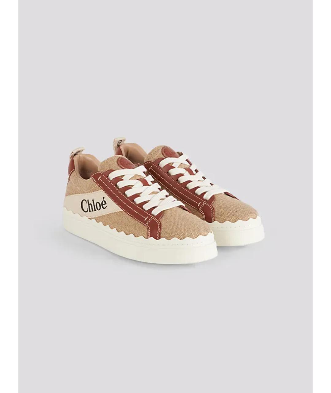 CHLOE Бежевые текстильные кеды, фото 2