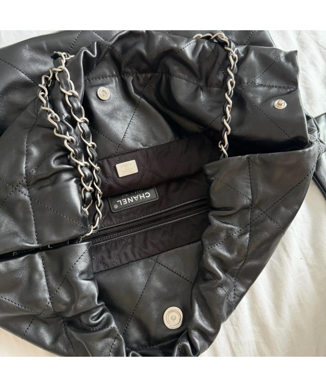 CHANEL Черная кожаная сумка тоут, фото 4