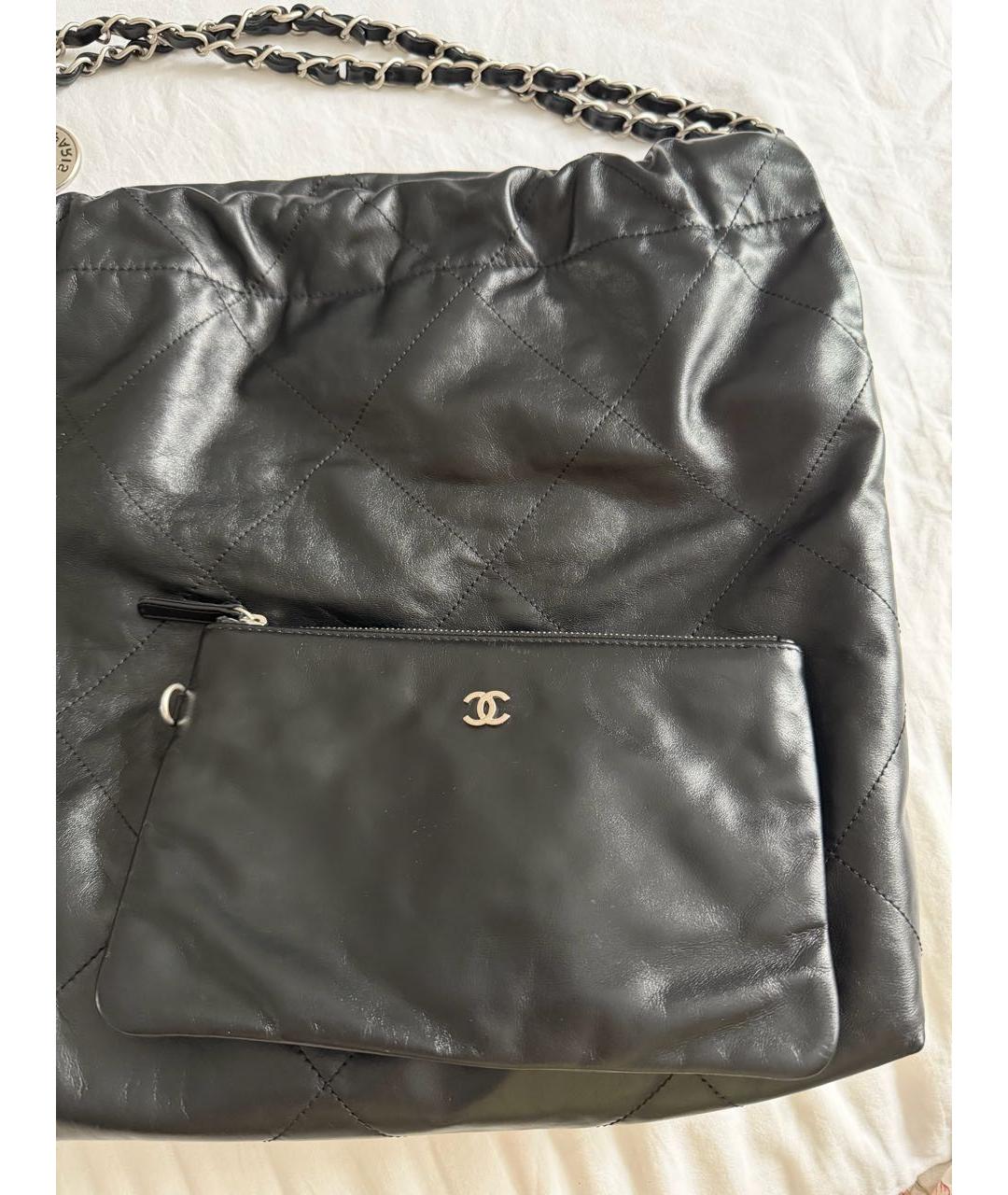 CHANEL Черная кожаная сумка тоут, фото 7