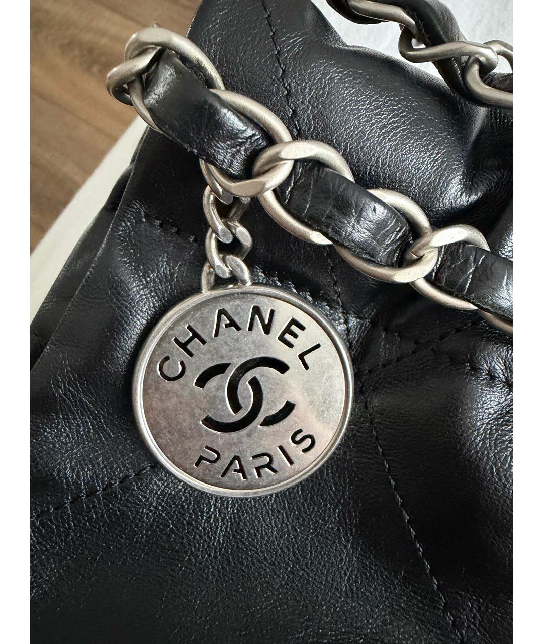 CHANEL Черная кожаная сумка тоут, фото 5