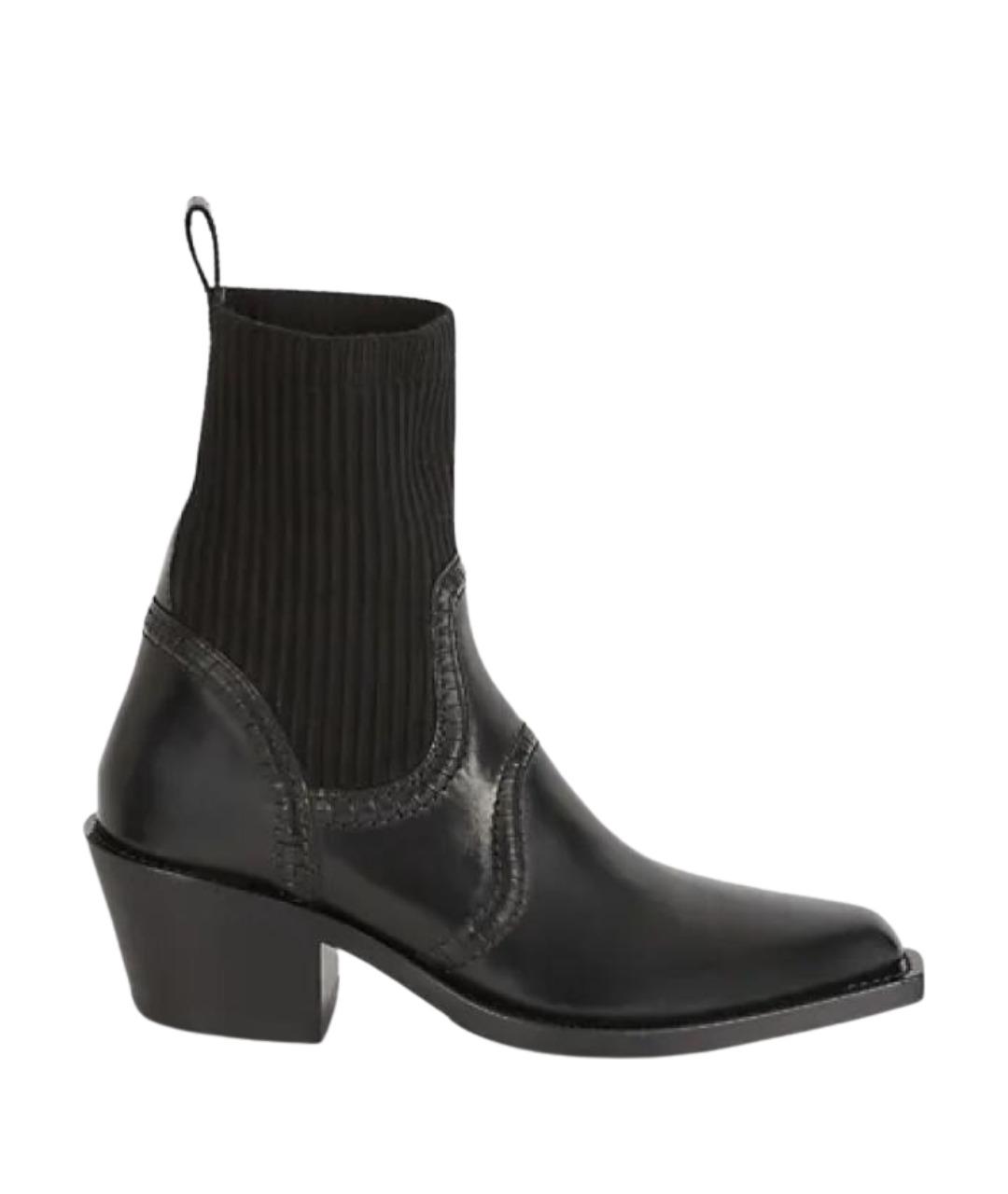 CHLOE Черные кожаные полусапоги, фото 1