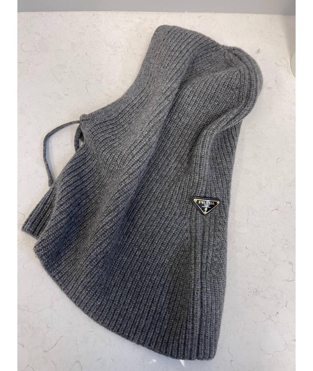 PRADA Серая шерстяная шапка, фото 2