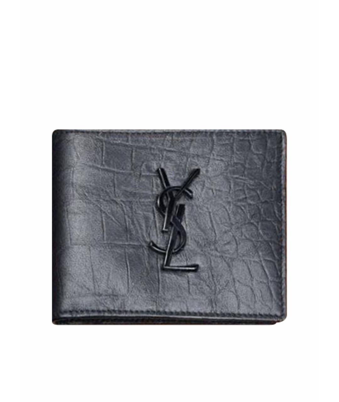 SAINT LAURENT Черный кожаный кошелек, фото 1
