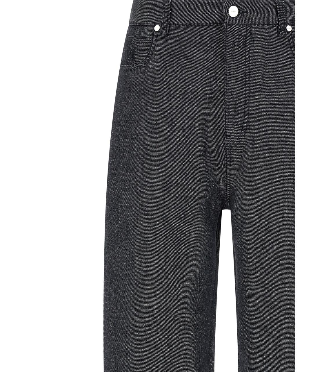 FENDI Серые хлопко-леновые прямые джинсы, фото 3