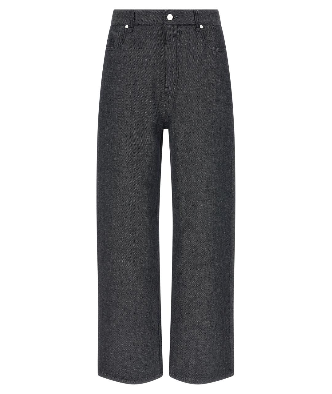 FENDI Серые хлопко-леновые прямые джинсы, фото 1